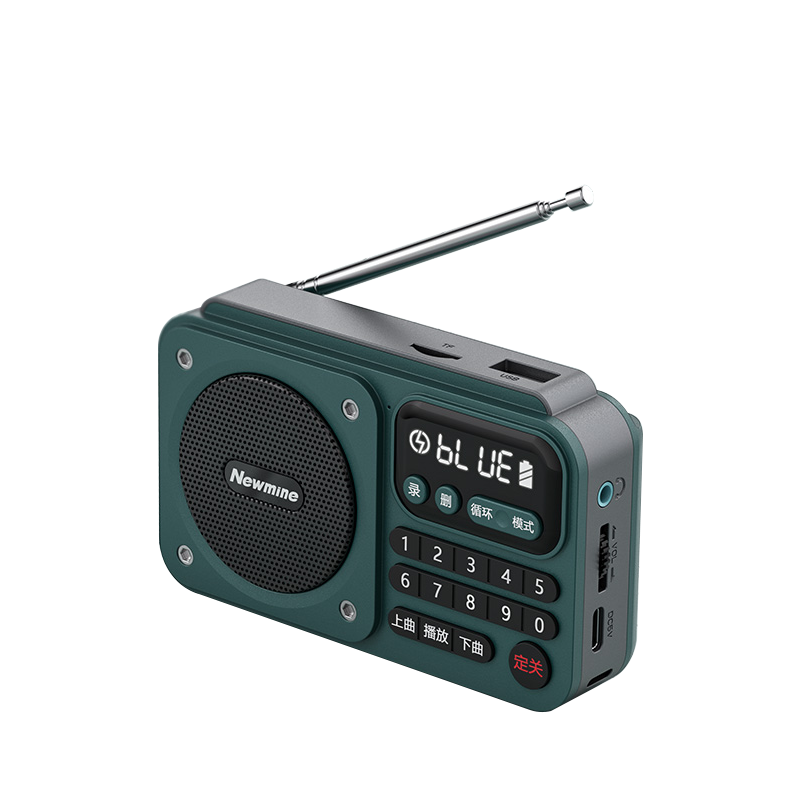 Newmine N123 Portable Mini Semiconductor Multifunction Radio Player for Elderly with Card Slot Rechargeable Bluetooth Speaker Blue