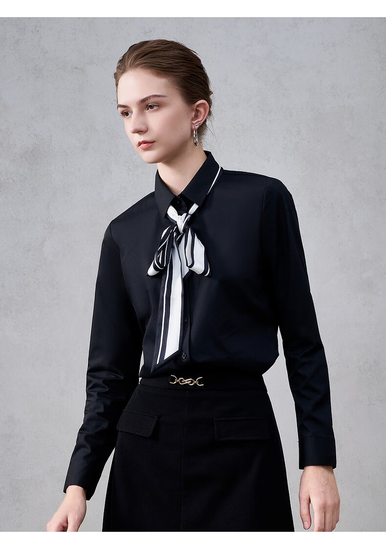 G2000 Women's 2025 Autumn Winter Commuter Long Sleeve Shirt with Tie Delivery/Cotton Blend/Mall Same Style 9