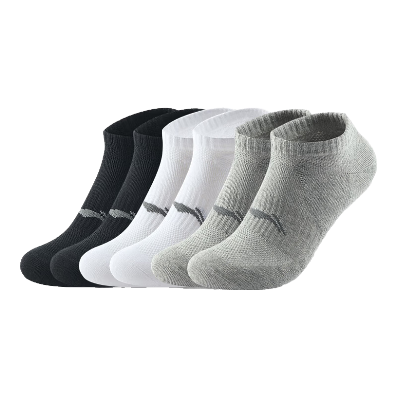 Li-Ning Men's Summer Short Socks (6 Pairs), Sports Socks, Boat Socks, Odor-Resistant, Sweat-Absorbing, Breathable, Unisex Lifestyle Socks