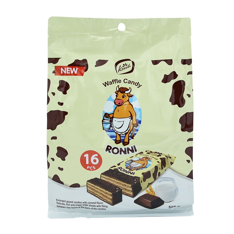 KONTI康吉俄罗斯进口罗尼大牛巧克力味威化饼干528g