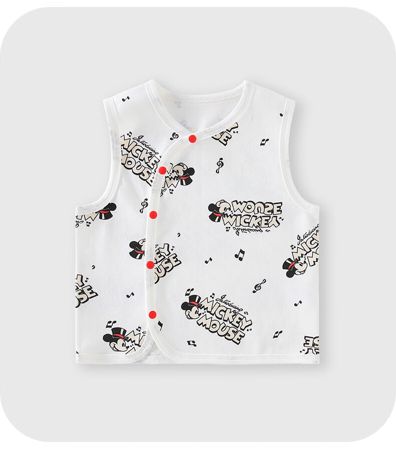 Disney 2-Piece Baby Vest Set Newborn Festive Red Cotton Sleeveless Shirt for 100 Days Celebration Spring Autumn Winter Size 59 5