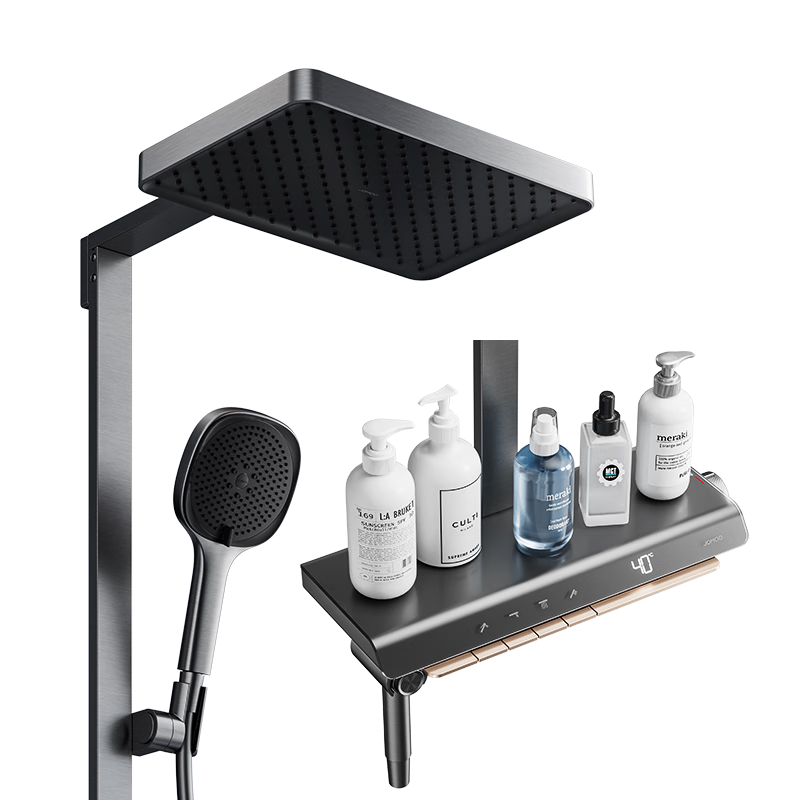 JOMOO Smart Piano Key Square Tube Curved Digital Display Wall-Mounted Storage Thermostatic Shower Head 26213-A08/HBS-1