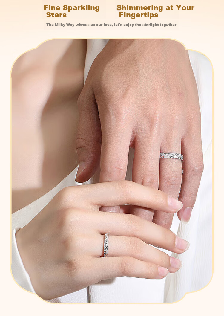 ALLOVE Pure Silver Couple Rings, One Pair for Men And Women, Confession Proposal Matching Rings, Birthday Gift for Girlfriend Or Wife 3