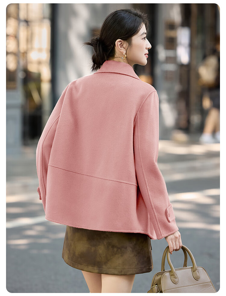 LOUISYAO Minimalist 100% Wool Short Coat 25 Winter New Fashion Slim Double-Sided Woolen Jacket Women Khaki Green M 10
