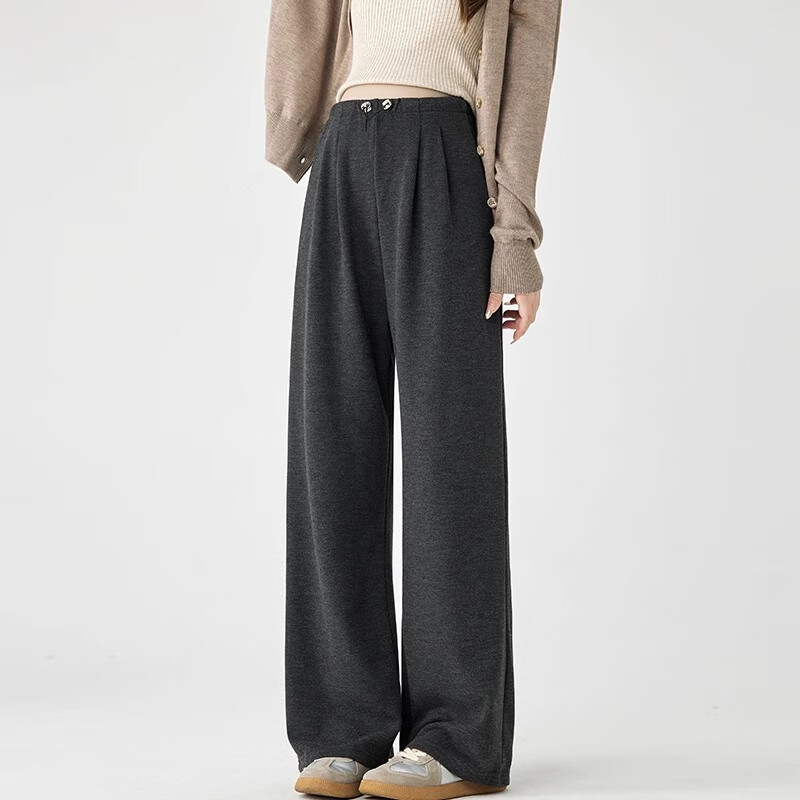 JOYNCLEON Maternity Pants Autumn Winter Wide Leg Long Pants Non-Restrictive Belly Maternity Wear Dark Gray XXL Jyk202018