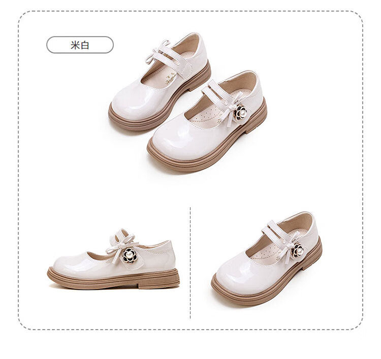 Follow Me Girls' Leather Shoes, Spring And Autumn Fashion Versatile Little Girl Princess Shoes, Campus Fashion Performance Flats, Yingzi Mi, Size 37 9