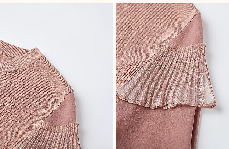 Dme [Containing Fluffy Wool] Spring And Autumn Stylish Spliced Sweater, Concealing Body Shape, Slimming Effect, Elegant Knitted Sweater for Women with High-End Feel 12