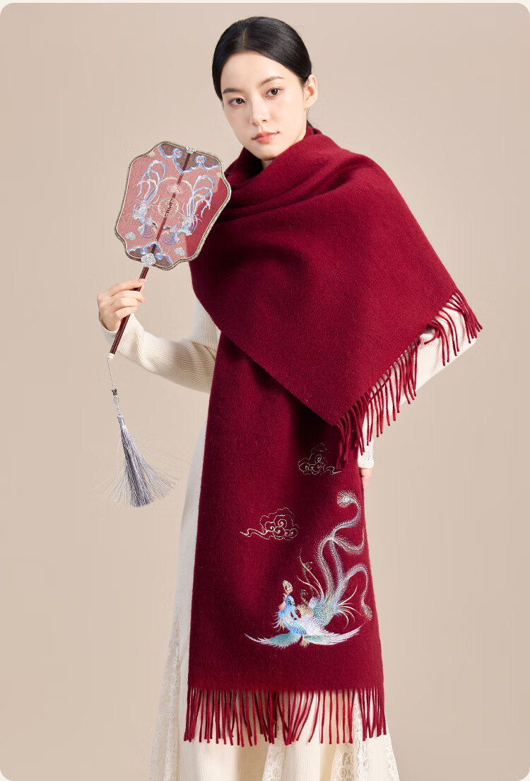 JIUMU Pure Wool Scarf for Women Elegant Warm Shawl Large Wrap Gift Box Mother's Day Birthday Present 20