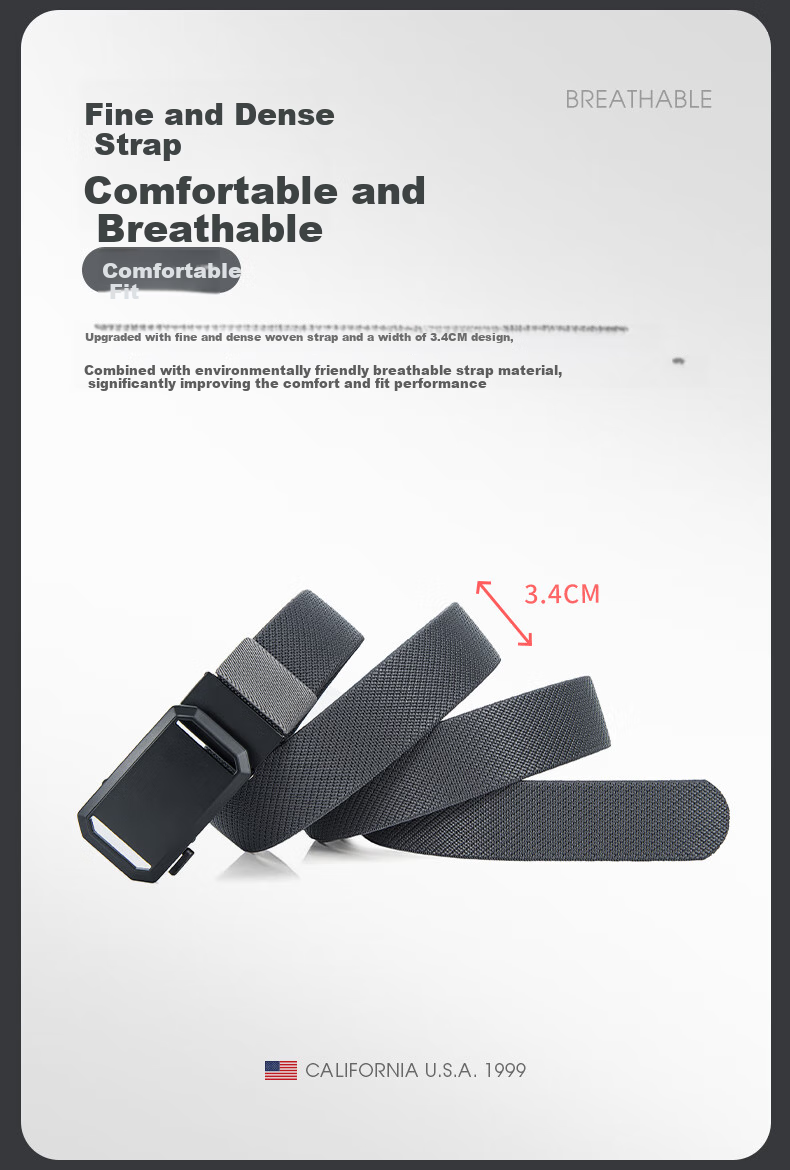 TFO Competition-Grade Automatic Waist Belt, Outdoor Tactical Woven Belt Fashionable Trouser Belt 2802415, Gray 5