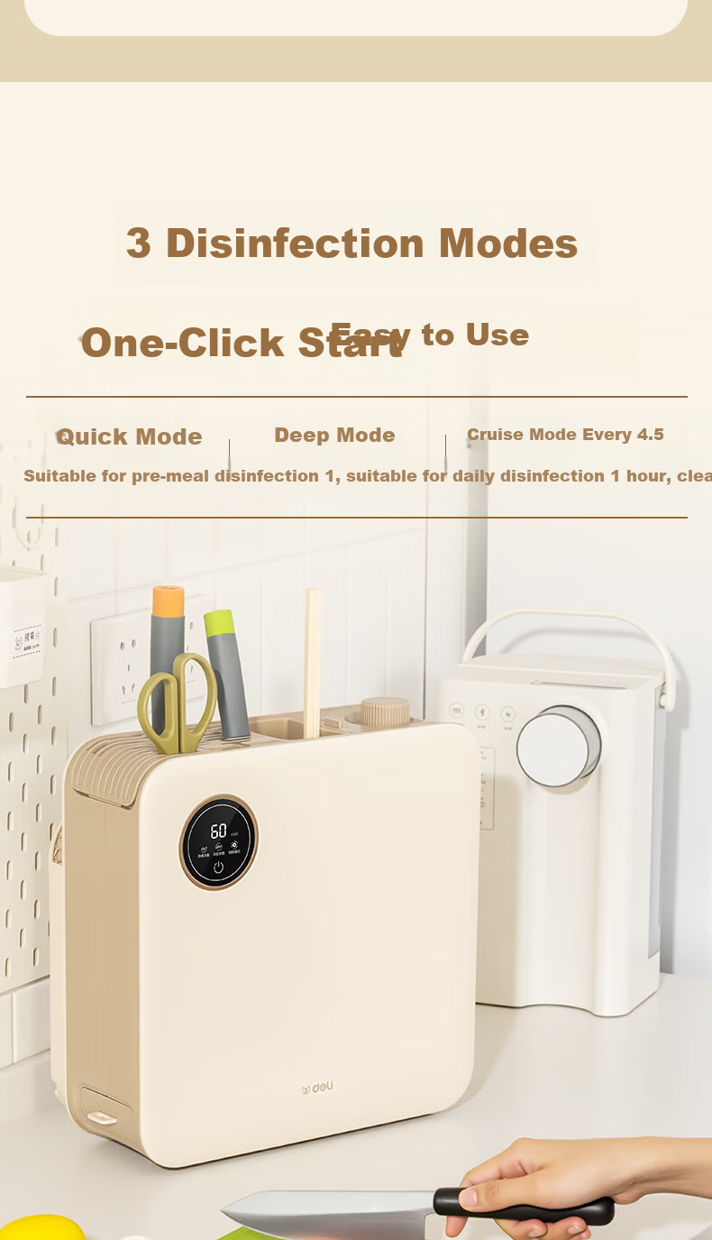 Deli Knife, Chopsticks And Cutting Board Sterilizer Detachable Cleaning Knife And Chopsticks Tube Storage UV Sterilization And Anti-Mold Drying Machine Super Strong Hot Air Built-In Knife Sharpener 8
