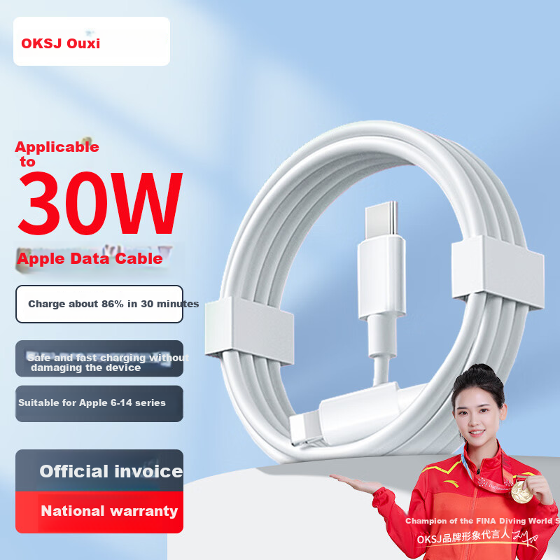 OKSJ Apple Charging Cable, Type-C Fast Charging Data Cable [Safe Fast Charging], PD30/20W Lightning Cable for IPhone 14/13 Pro Max/12/11/Xs