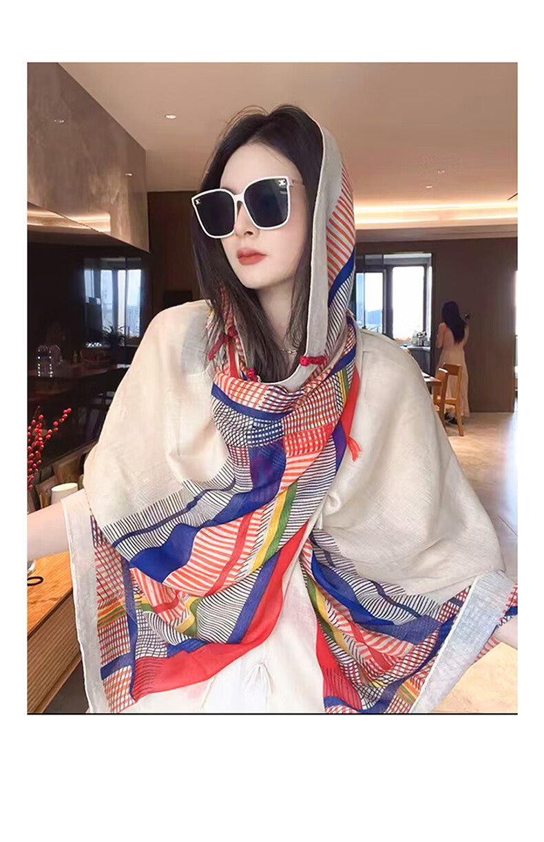 Jian Cai Premium Printed Silk Scarf for Women 2026 New Shawl Travel Sun Protection Gauze Scarf Ethnic Style Frog Button Wrap Beach Outerwear 5