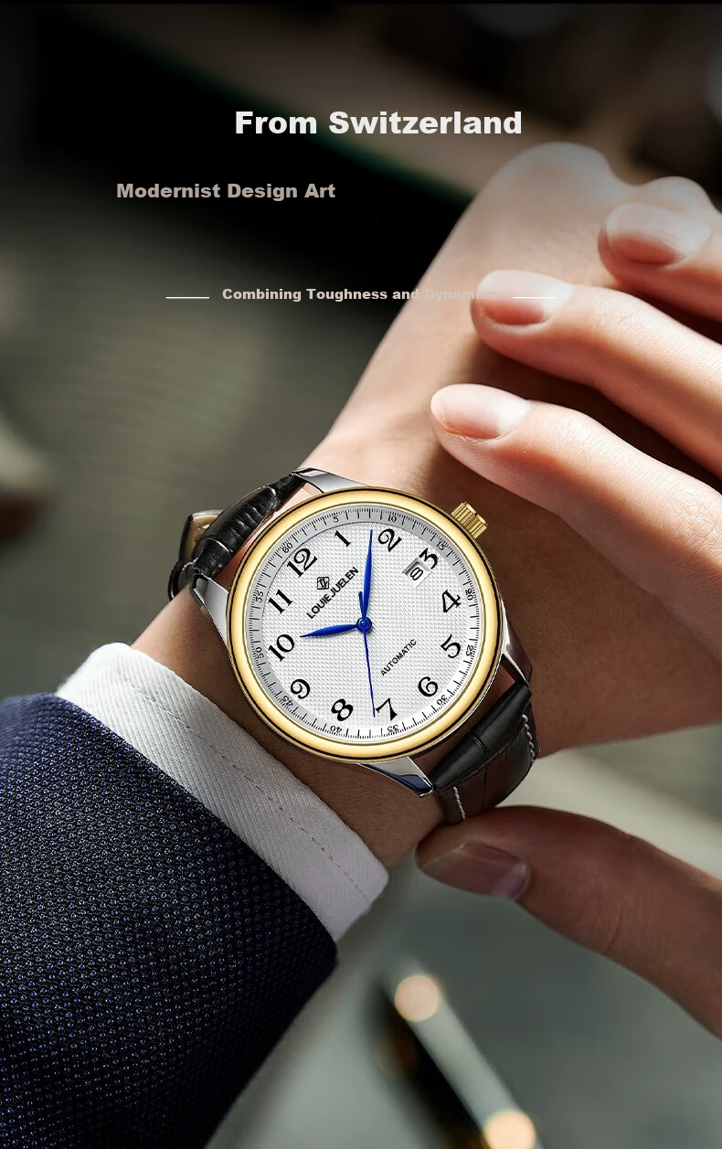 GEORGCOUNT Men's Watch, Silent Exam-Specific Fully Automatic Watch for Men, Suitable for Civil Servants, Postgraduate Entrance Exams, Middle And High School Students, Quartz Watch for Me 5