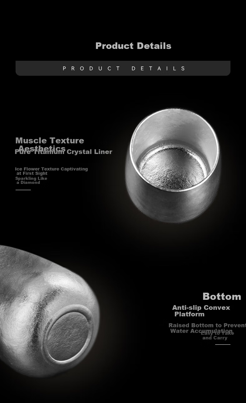 IMOGY Double-Layer Pure Titanium High-End Open Cup, Mini Compact Portable Office Cup, Simple Water Cup, Home Coffee Mug 8