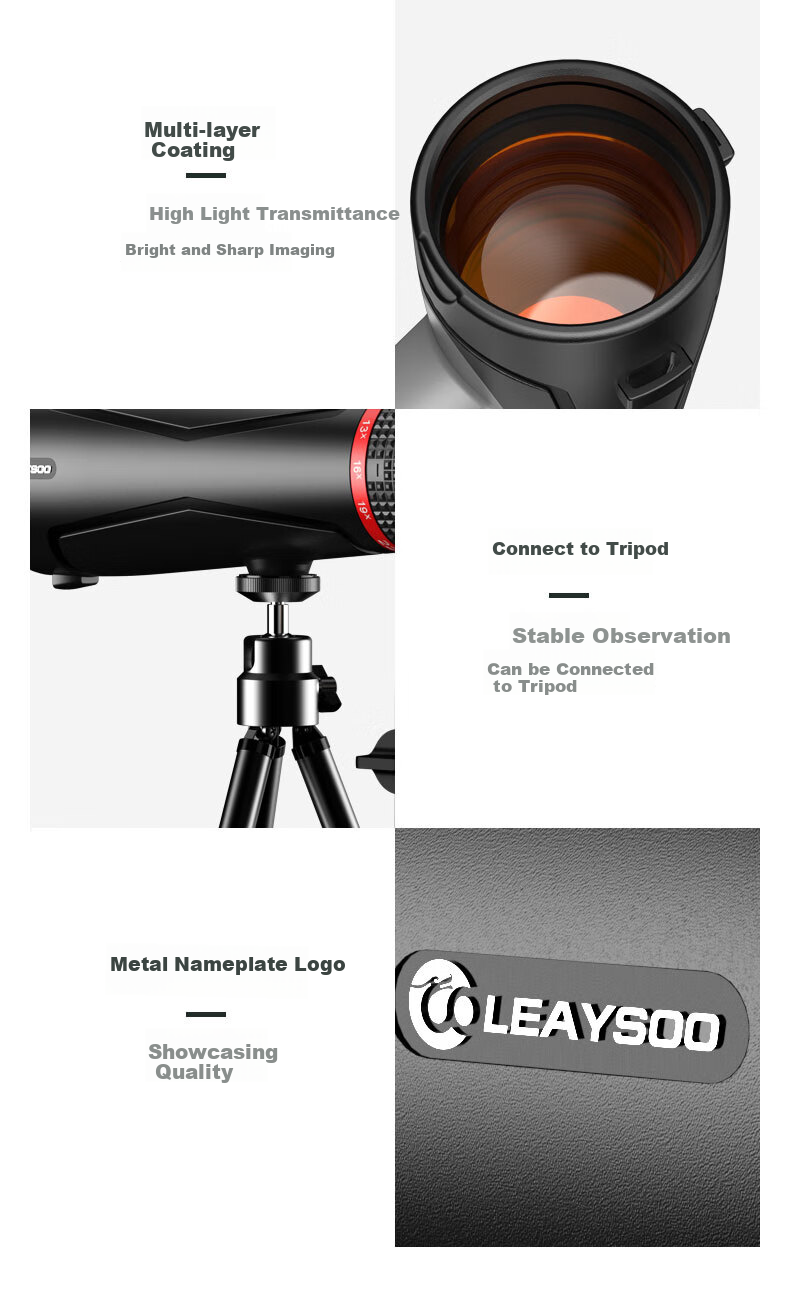 Leaysoo Eagle Eye 10-22X56 Large Eyepiece High-Definition Zoomable Nitrogen-Filled Waterproof Professional-Grade Adult Outdoor Concert Binoculars, Black 16