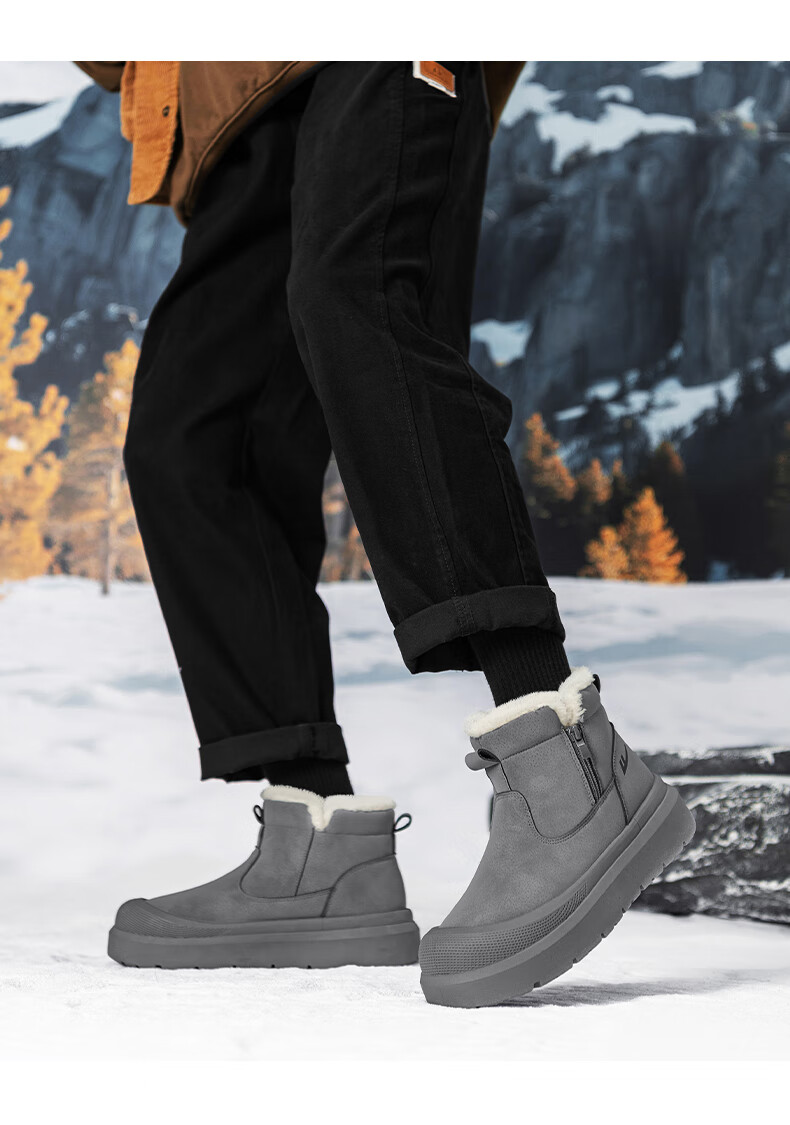 Warrior Men's Snow Boots 2025 Autumn Winter New Men's Cotton Shoes Fleece Lined Thickened Warm Casual Shoes Black 39 7