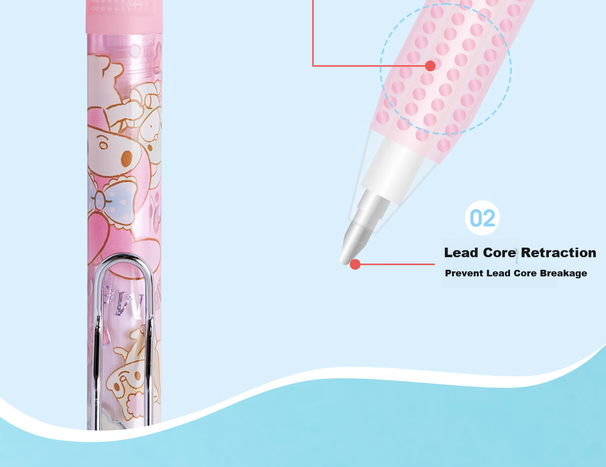 IiGEN Mechanical Pencil Stationery Sanrio Elementary School First Grade 0.5mm Soft Rubber Grip Low Center of Gravity Not Easily Broken Pencil School Supplies Essential Mechanical Pencil Pochacco One Piece 9611 8