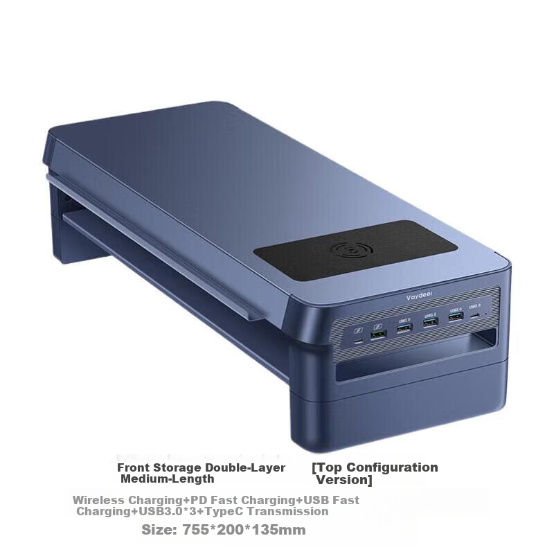 Luwei Computer Monitor Stand, Laptop Riser, Office Desk Height Increase, Front Phone Holder, Wireless Charger, PD Fast Charging, USB 3.0 Expansion, ZW0841-JD