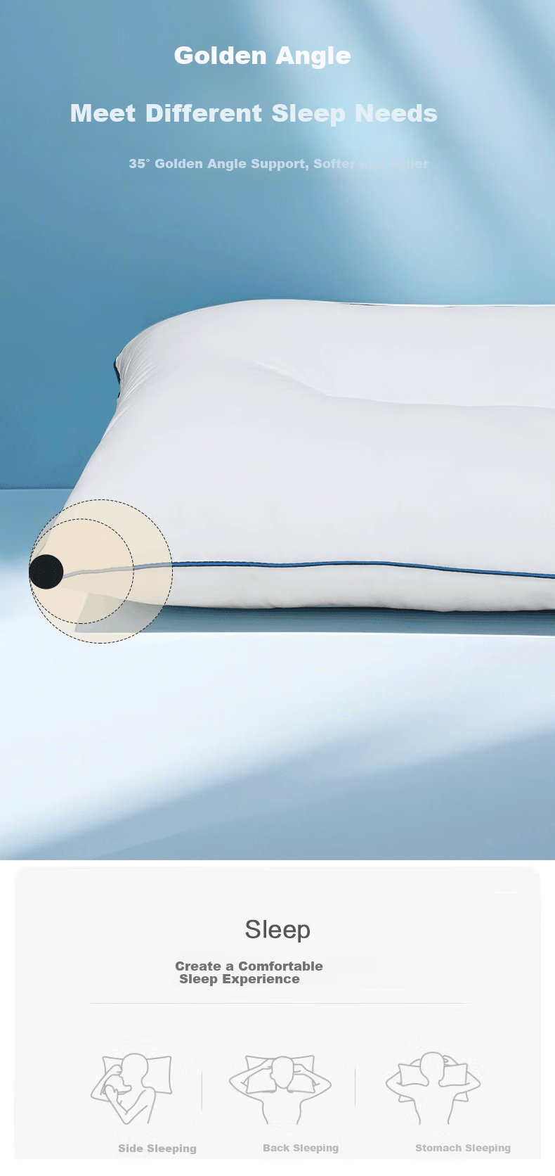 Grace Pure Cotton Pillow, Shaped Pillow, Class A 7A Antibacterial Hotel Neck Support Pillow Core, 45*70cm Low Pillow, Adult Pair 4