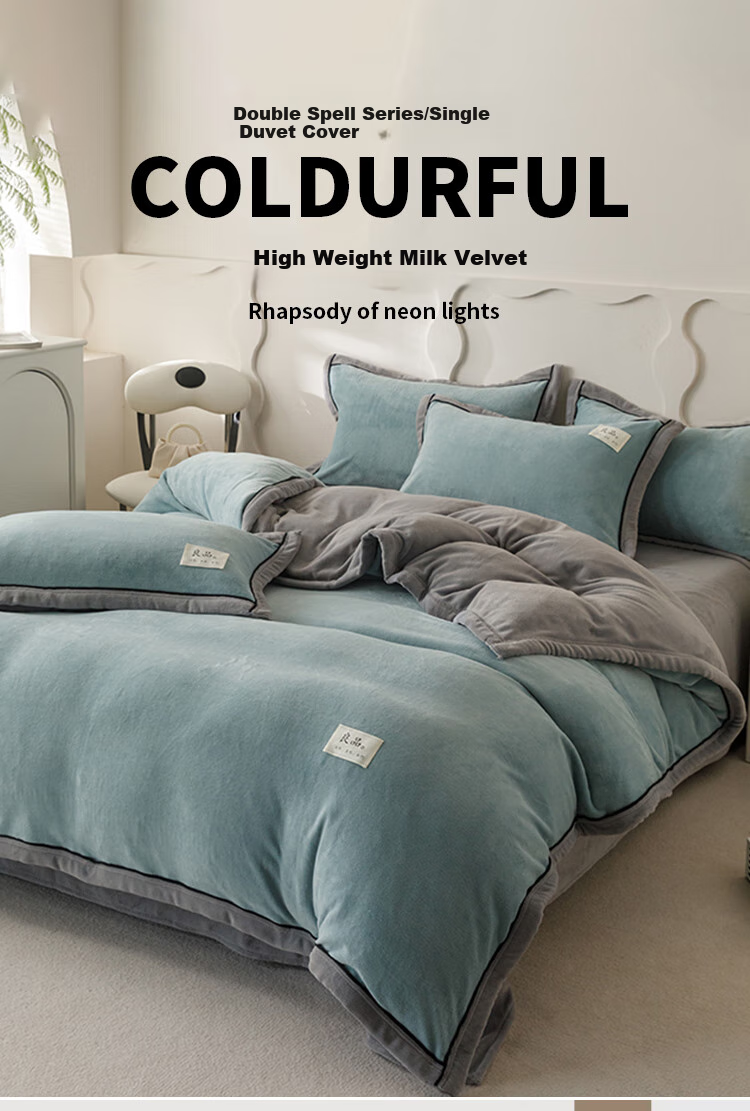 Wuyinliangpin Winter Milk Velvet Duvet Cover, Single Piece, Autumn And Winter Fleece-Lined Coral Velvet Single Quilt Cover, Double-Sided Plush Duvet Cover, 180*220cm 1