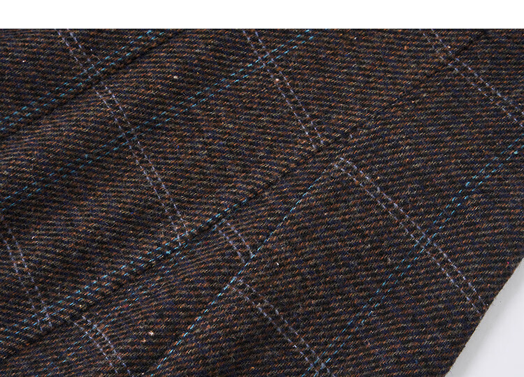 Demana Winter Vintage Elegant Round Neck Plaid Collar Sleeveless Wool Blend Waist-Defined Dress for Women 3