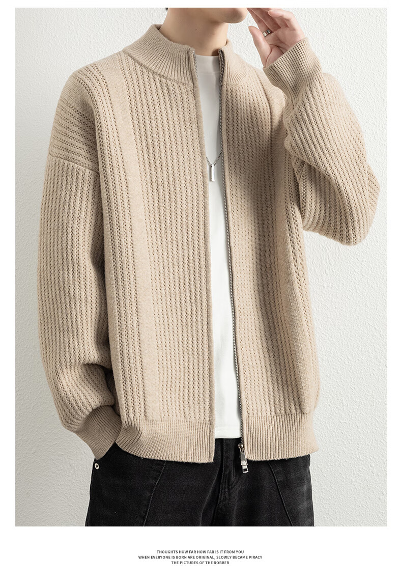 ROMON Men's Cardigan Knit Sweater Spring Autumn Trendy Casual Warm Drop Shoulder Stand Collar Jacket 7029 Dark Black 3X 11