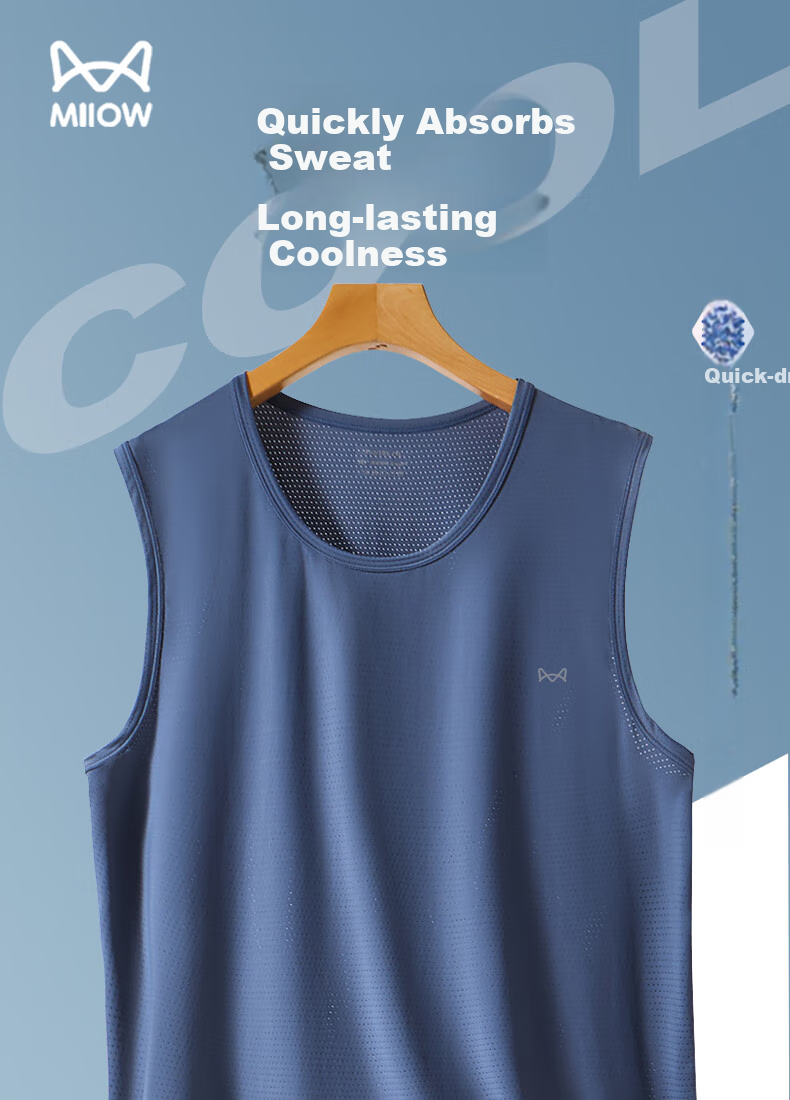 MiiOW 2-Pack Men's Basic Sleeveless Tank Tops Loose Fit Sports Undershirts Plus Size Crossback Vests 1