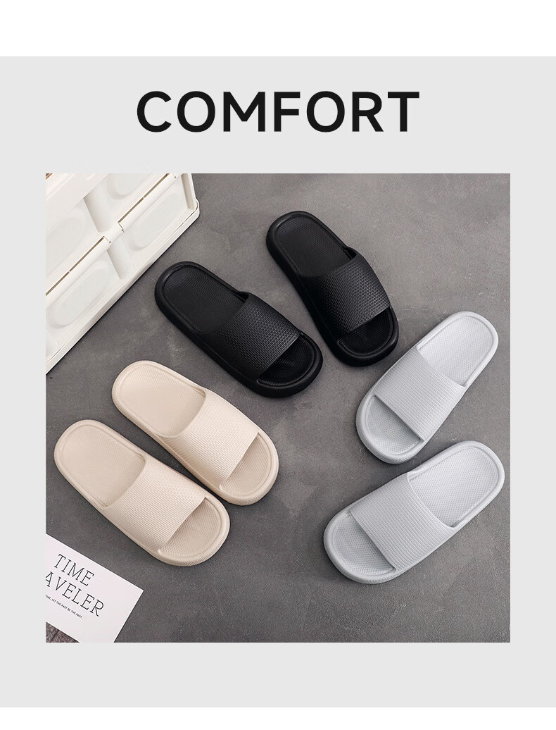 Ganmai Men's Summer Indoor Bathroom Non-Slip EVA Thick Sole Slippers Black Size 42-43 1