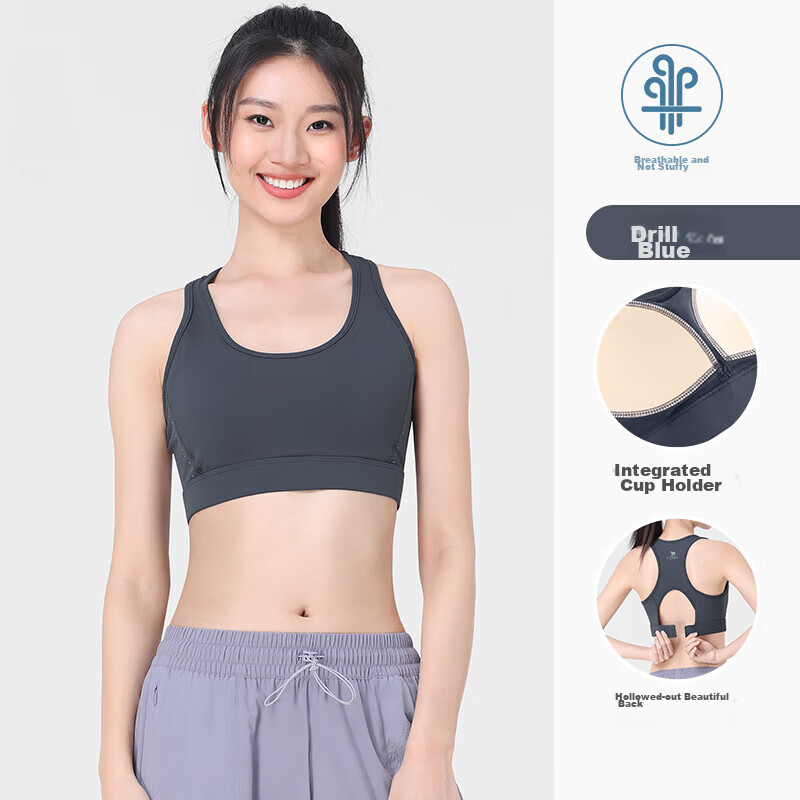 CAMEL Integrated Cup Workmanship Hollow-Out Beautiful Back Elastic Women's Sports Bra Y1S14L0618A Cobalt Blue XL