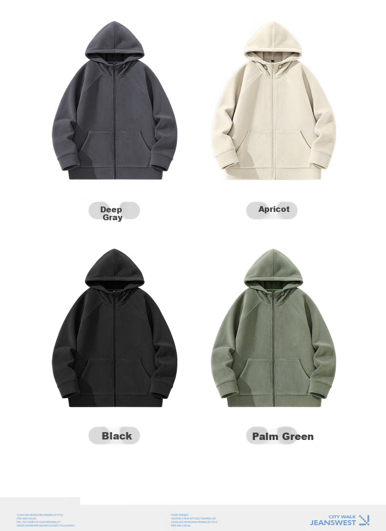 Jeanswest Fleece-Lined Jacket for Men, Winter Thickened Fleece High-End Double-Sided Fleece Hooded Coat, Youth Student Outerwear 10