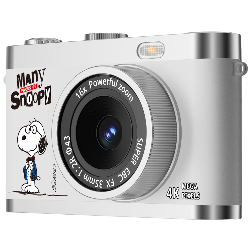 Black Cat Diary Snoopy SN17 Collaboration Digital Camera CCD Student Retro Campus Mini Camera Vlog Entry-Level Cute Kids Card Camera Portable Instant Gift White
