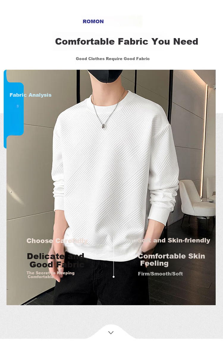 ROMON Men's Sweatshirt, Casual Long-Sleeve T-Shirt for Spring And Autumn, Men's Jacket, Clothing, Base Layer Top 1