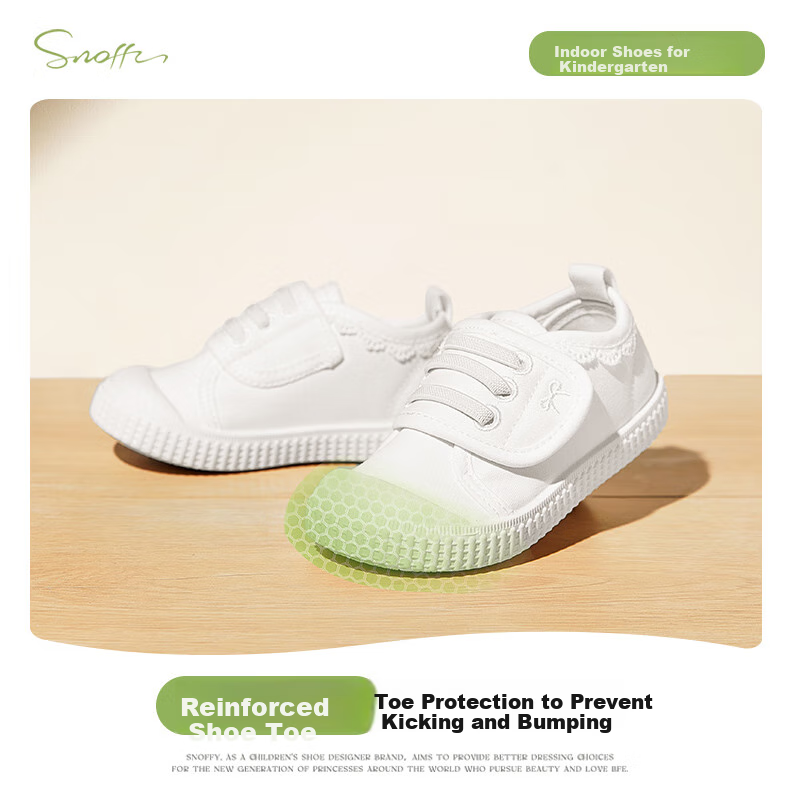 Snoffy Children's Canvas Shoes, Spring Breathable Lightweight Indoor Baby Shoes, Girls' Sweet Lace-Up Walking Shoes, Cloud White, Size 24