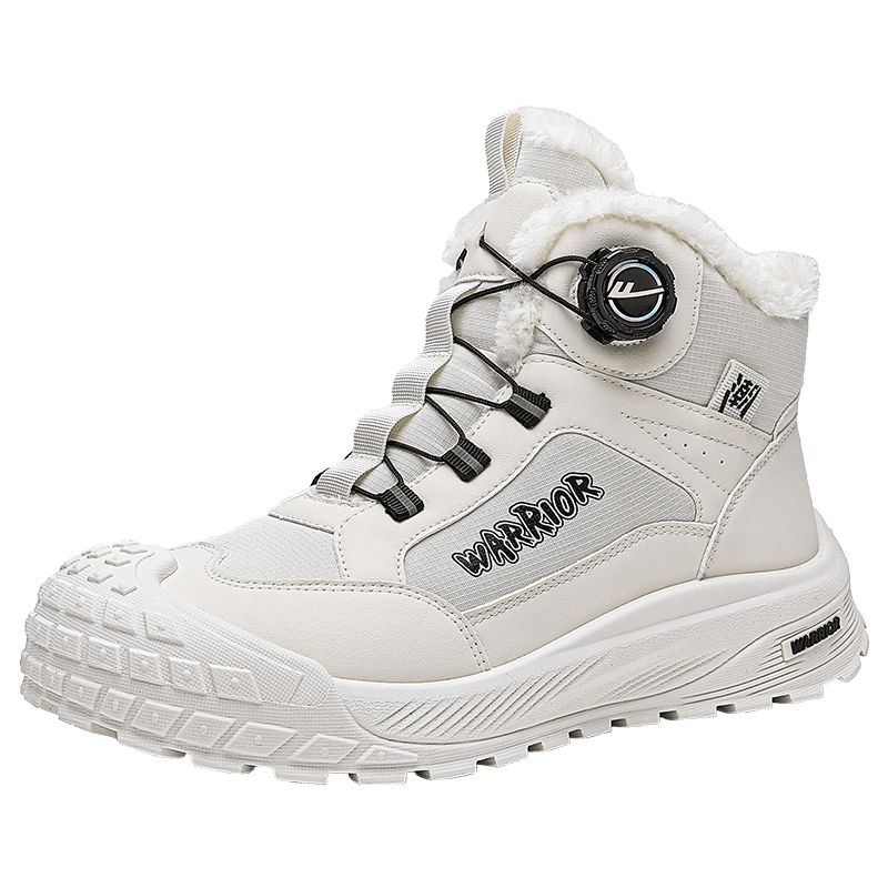 Warrior Men's Snow Boots 2025 Winter New Warm Fleece Thickened Cotton Shoes Beige Size 42