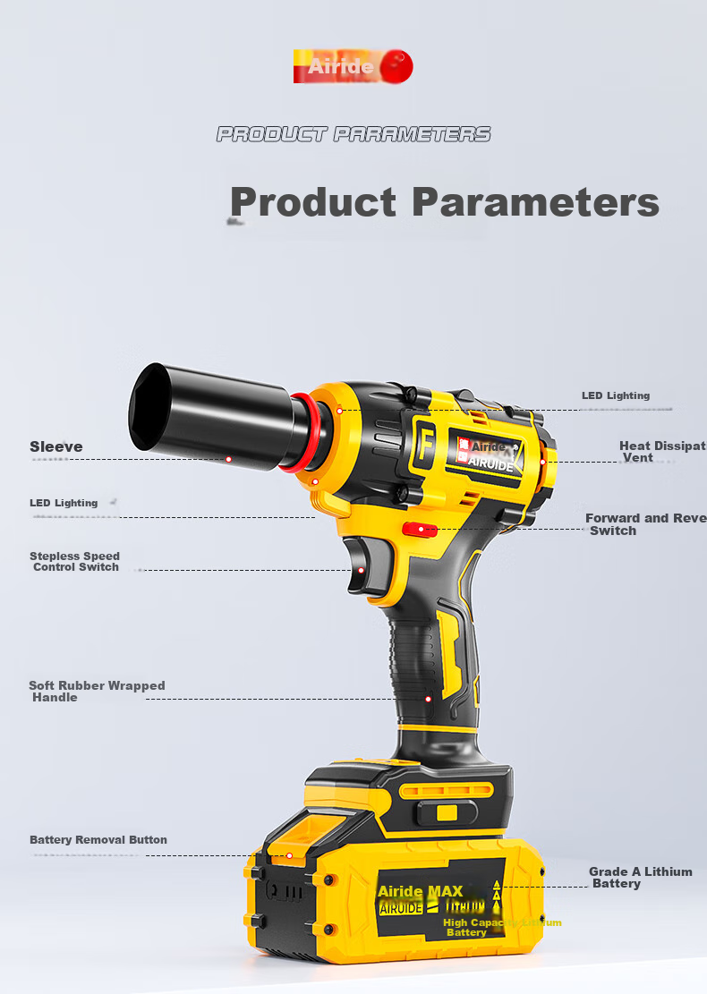 Airuide 780N Lithium Battery Electric Wrench, High Torque Brushless Electric Wrench, Impact Wrench, Electric Drill, Pneumatic Impact Wrench, Socket Set, Power Tool 26