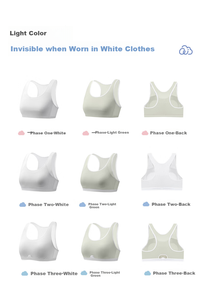 AIMER JUNIOR Bra Vest-Style Puberty Development Underwear, Sports Quick-Dry Antibacterial Ice Silk, Three-Stage - Light Bean Green, 170 12
