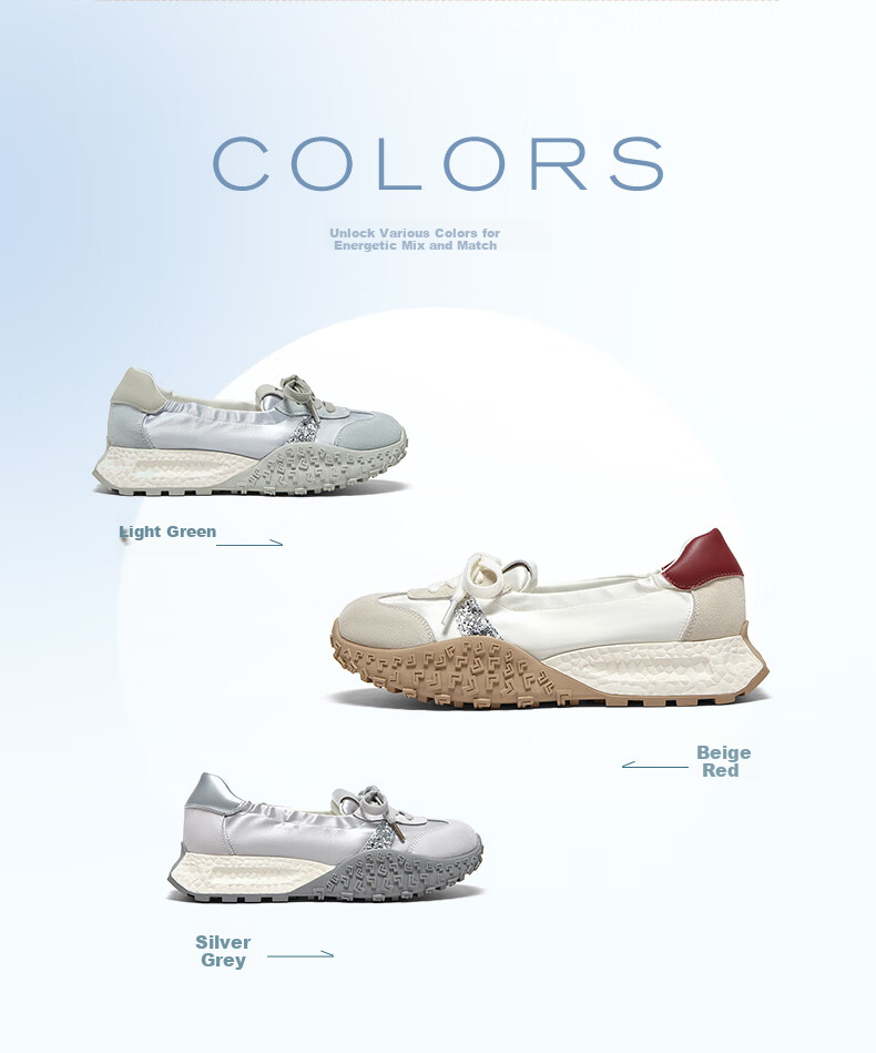 Basto [Little Carp] Thick Sole Ballet Training Shoes A-Gan Shoes Women's Casual Shoes D3063BA5 Silver Gray 38 4