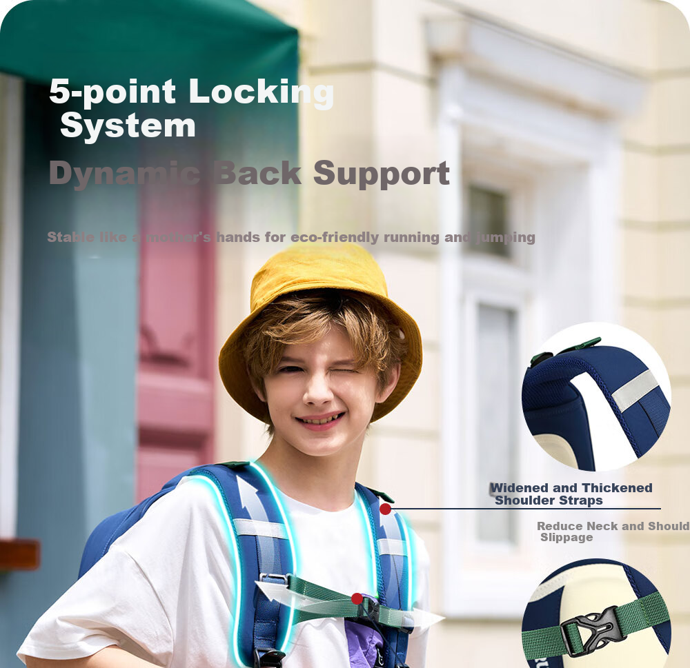 RUiPAi Backpack for Primary School Students, Boys And Girls, Lightweight, Spine-Protecting, Detachable, for Grades 1-3 Antibacterial And Water-Resistant 10