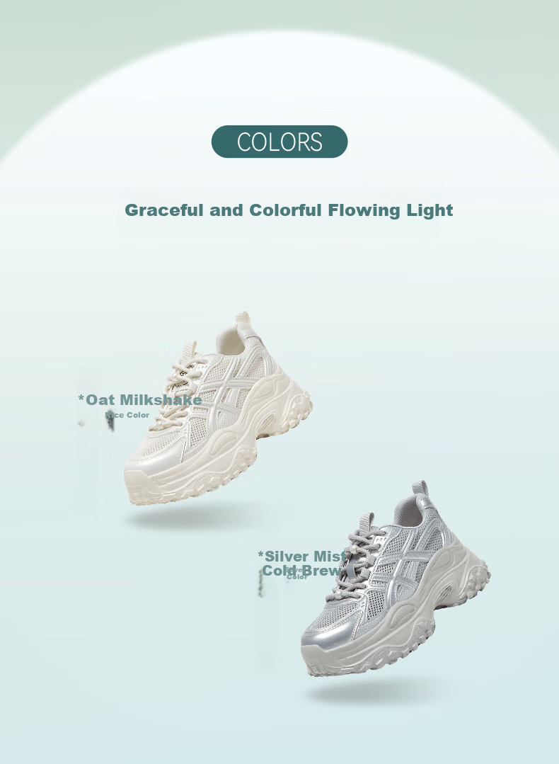 Basto Popular Thick-Soled Dad Shoes, Mesh Breathable Lightweight Sports Casual Sneakers 3