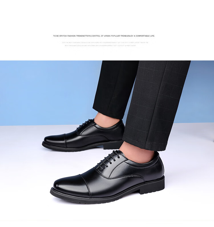 BEIOUTU Men's Leather Shoes, Fashionable Three-Joint Business Formal Shoes, Comfortable Lace-Up Casual Men's Footwear, 8827 Black, Size 41 10