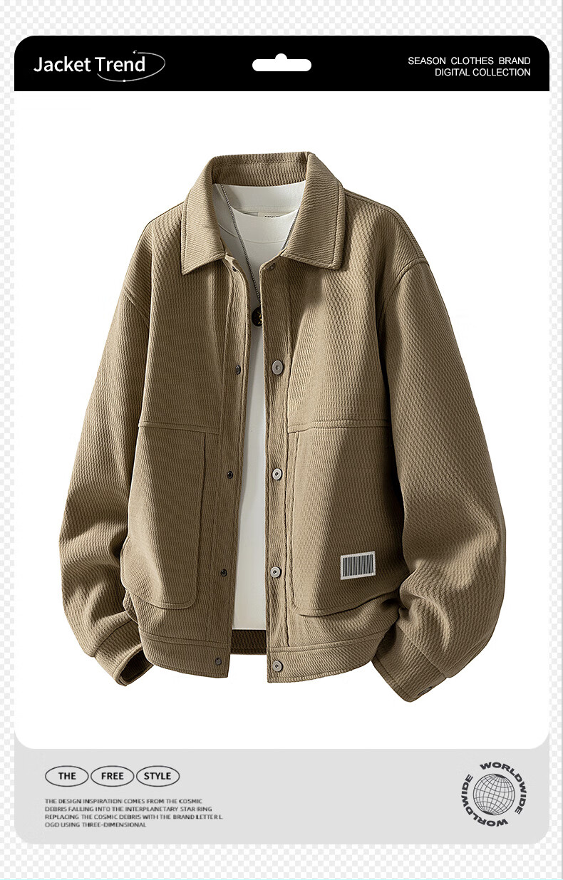 MARK FAIRWHALE Men's Spring and Autumn Casual Commuter Versatile Shirt Collar Outdoor Jacket Light Camel M 1