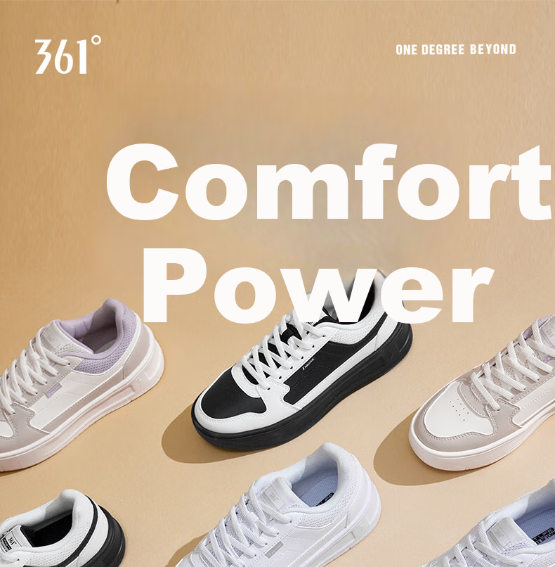 361° Women's Classic White Shoes for Autumn School Season Casual Board Shoes 682536622-1 1