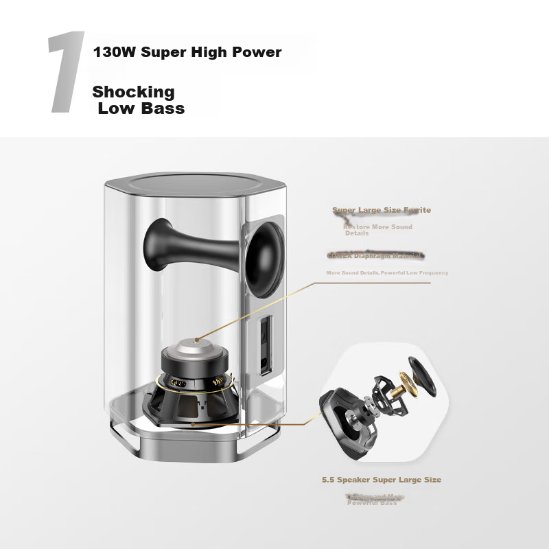 TCL Wireless Subwoofer Z100-SW, 130W Ultra-Strong Bass, TV Sound Collaboration, Free Combination, Spatial Sound Field Calibratio