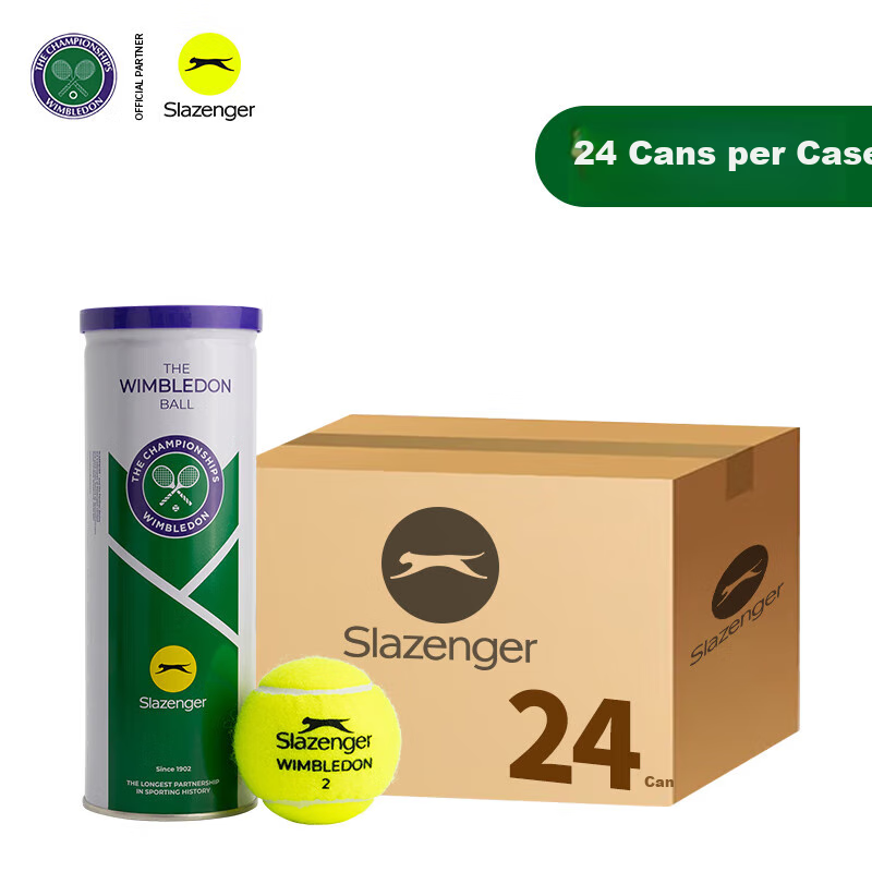Мячи для тенниса Slazenger Official Wimbledon Ball, тренировочные и игровые, в металлической банке, 3 шт.