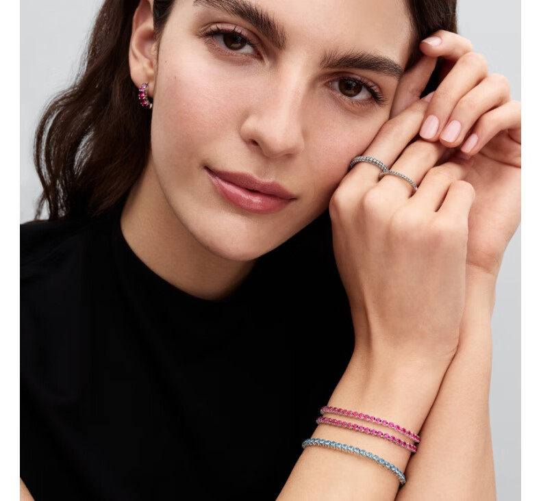 Pandora Constant Light Blue Tennis Bracelet, 3 Colors Available, Shiny And Delicate, Stackable, Birthday Gift for Girlfriend 1