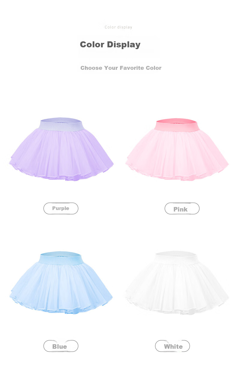 Zhiyouban Children's Dance Skirt, Girls' Ballet Skirt, Half-Net Tulle, Cheerleading Performance Costume, Short Dancing Skirt, Pink, Size S 3