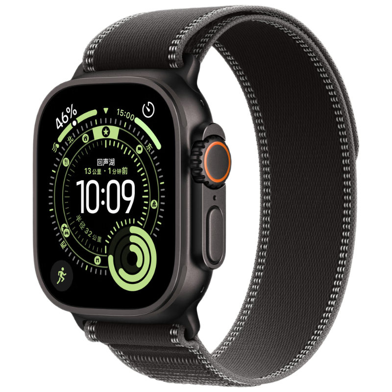 W&P Apple Watch Band Compatible with Apple Watch Ultra 3/2, Wild Path Loop Nylon Woven Band for iWatch Series 11/10/9/8/7/6/SE, Black Charcoal 49mm