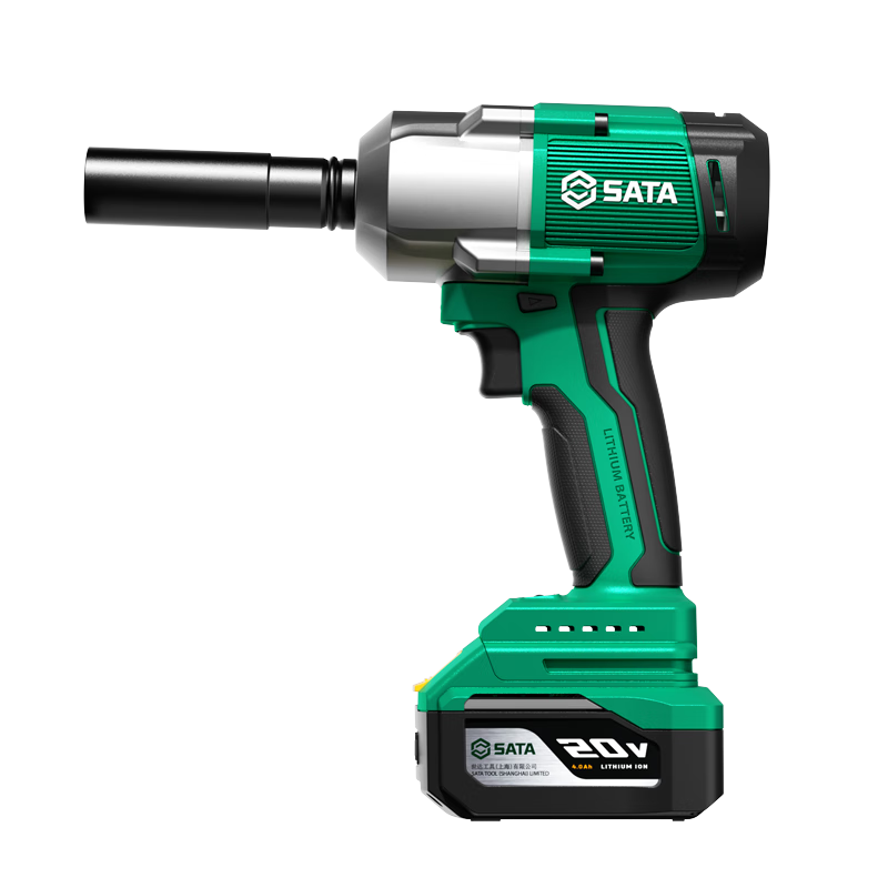 SATA Brushless Electric Wrench Lithium Impact Wrench High Torque Electric Socket Air Gun D05757 with Two Batteries