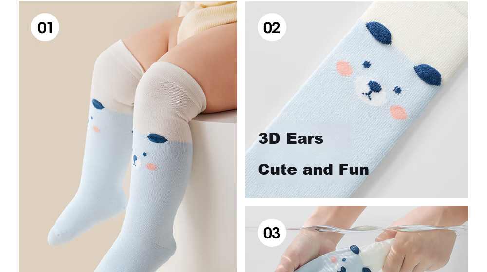 Beitaisi Children's Socks, Baby Spring And Autumn Indoor Cooling Pure Cotton Breathable Long Socks for Boys And Girls Learning to Walk 34