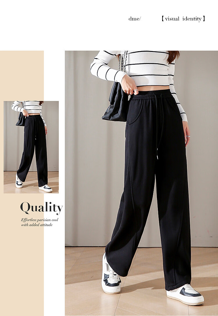 Dme Women's Casual Winter Cloud Cotton Elastic Waist Side Seam Split Banana Pants 10